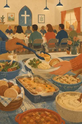 Warm Church Potluck Fellowship Dinner