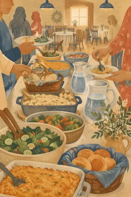 Warm Church Potluck Fellowship Dinner