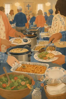 Warm Church Potluck Fellowship Dinner