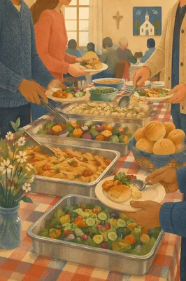 Warm Church Potluck Fellowship Dinner