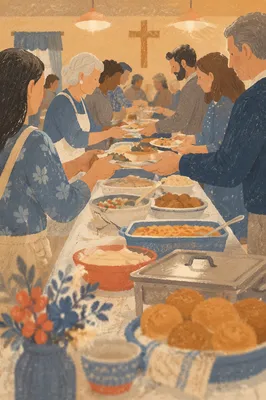 Warm Church Potluck Fellowship Dinner