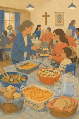 Warm Church Potluck Fellowship Dinner