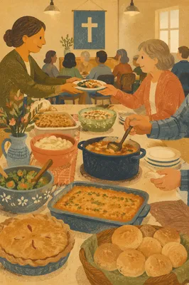 Warm Church Potluck Fellowship Dinner