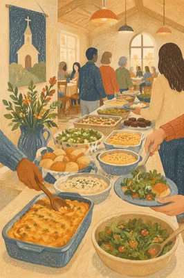 Warm Church Potluck Fellowship Dinner