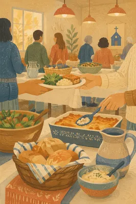 Warm Church Potluck Dinner Fellowship