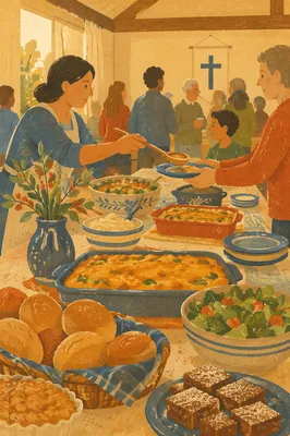Warm Church Potluck Fellowship Dinner