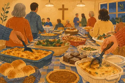 Warm Church Potluck Fellowship Dinner