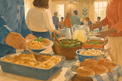 Warm Church Potluck Fellowship Dinner
