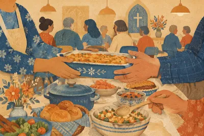 Warm Church Potluck Fellowship Dinner