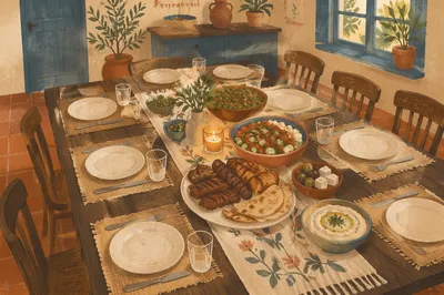 Welcoming Church Potluck Fellowship Table