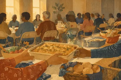Warm Church Potluck Fellowship Dinner