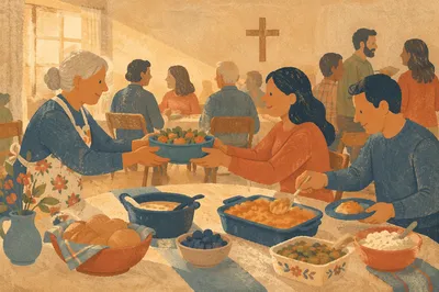 Warm Church Potluck Fellowship Dinner
