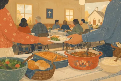 Warm Church Potluck Fellowship Dinner