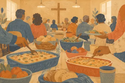 Warm Church Potluck Fellowship Dinner