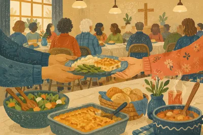 Warm Church Potluck Fellowship Dinner