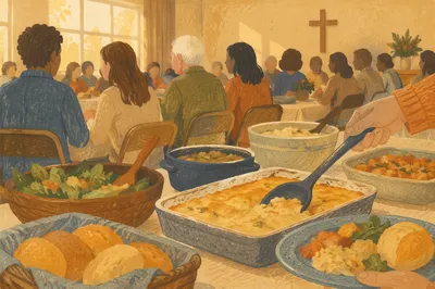 Warm Church Potluck Fellowship Dinner