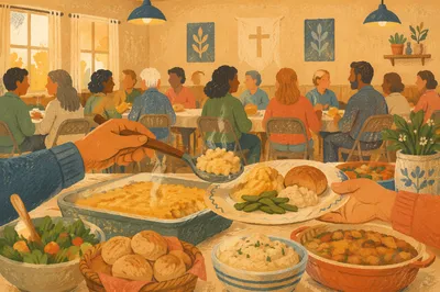 Warm Church Potluck Fellowship Dinner