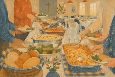 Warm Church Potluck Fellowship Dinner