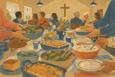 Warm Church Potluck Fellowship Dinner