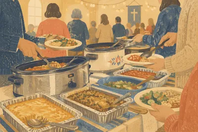 Warm Church Potluck Fellowship Buffet