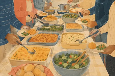 Church Potluck Fellowship Dinner Table