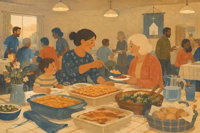 Warm Church Potluck Fellowship Dinner