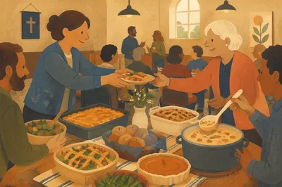 Warm Church Potluck Fellowship Dinner