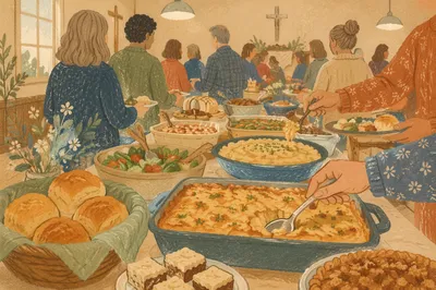 Warm Church Potluck Fellowship Dinner