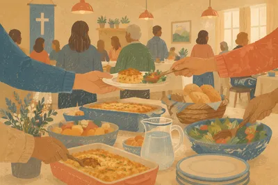Warm Church Potluck Fellowship Dinner