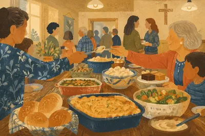 Warm Church Potluck Fellowship Dinner