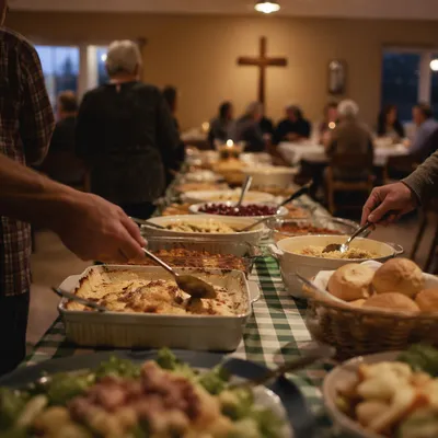 Warm Church Potluck Fellowship Dinner