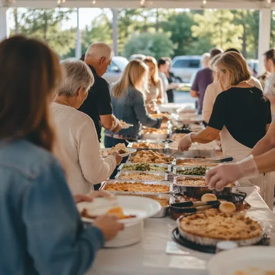 Church Potluck Fellowship Under Pavilion