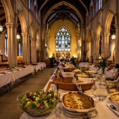 Church Potluck Fellowship in Historic Stone Hall