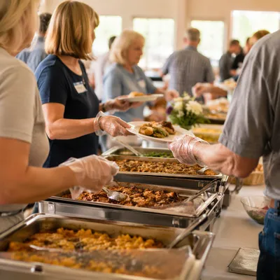 Church Potluck Fellowship Serving Line
