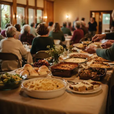 Church Potluck Dinner Fellowship Hall Gathering