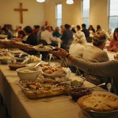 Warm Church Potluck Fellowship Dinner