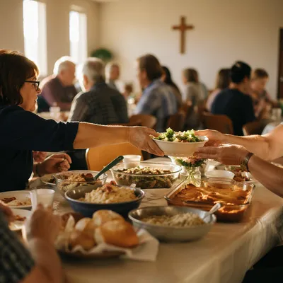 Warm Church Potluck Fellowship Dinner