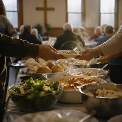 Warm Church Potluck Fellowship Dinner