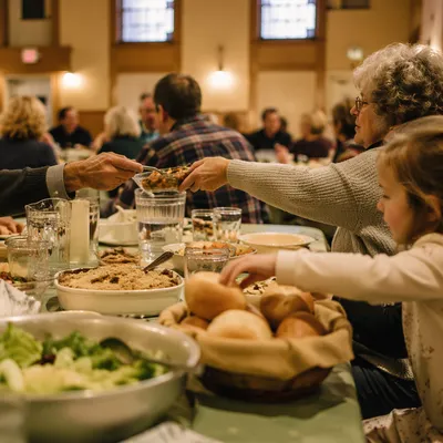 Warm Church Potluck Dinner Fellowship Hall