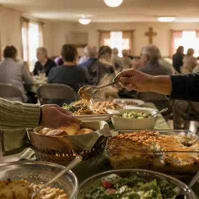 Warm Church Potluck Dinner Fellowship