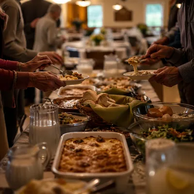 Warm Church Potluck Fellowship Dinner