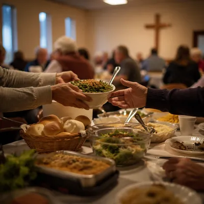 Warm Church Potluck Fellowship Dinner