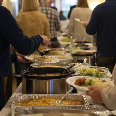 Warm Church Potluck Fellowship Buffet