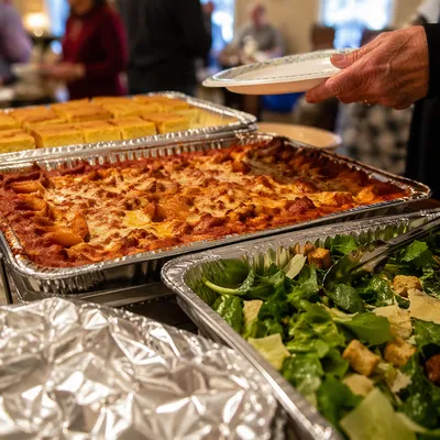 Church Potluck Dinner Fellowship Table