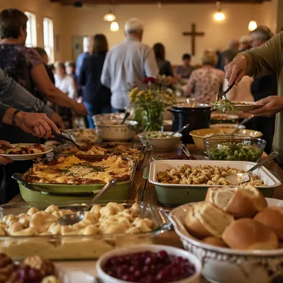 Warm Church Potluck Fellowship Dinner