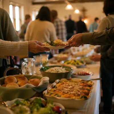 Warm Church Potluck Fellowship Dinner