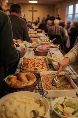 Warm Church Potluck Dinner Fellowship