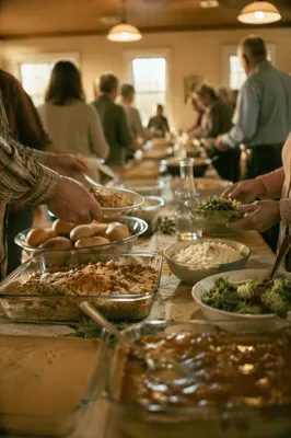 Warm Church Potluck Fellowship Dinner