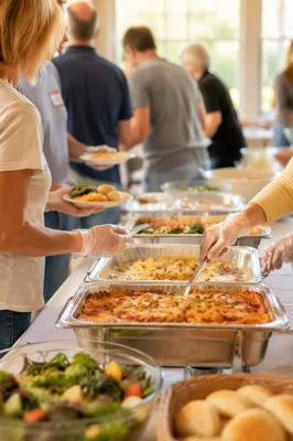 Church Potluck Fellowship Serving Line