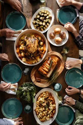 Church Potluck Fellowship Table with Shared Meal